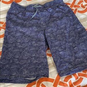 Wave pattern swim suit swim trunks tie elastic
